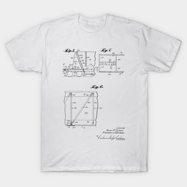 Gondola Railway Car Vintage Patent Hand Drawing T-Shirt by TheYoungDesigns